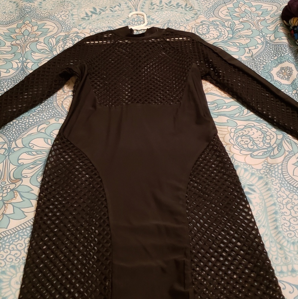 Black all see though dress